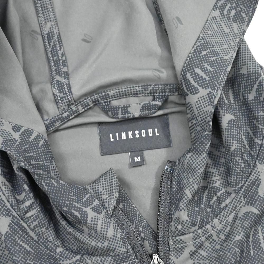 Bandon Dunes Linksoul Full Zip Hoodie Mens Medium Gray Golf Leaf Print Coconut - Picture 11 of 14
